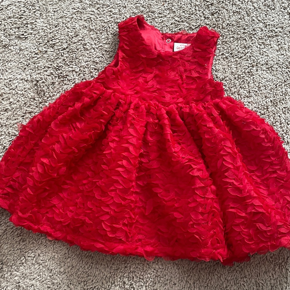 Cat & Jack‎ Red Ruffle Dress Size 12 Months